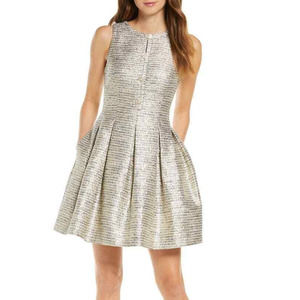Vince Camuto | Jacquard Fit & Flare Metallic Cocktail Dress